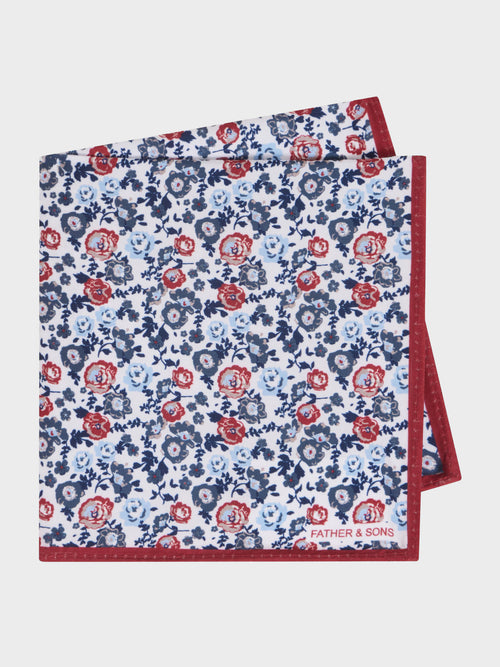 Pochette rouge à motif fleuri bleu - 1 - Father & Sons   - 7 