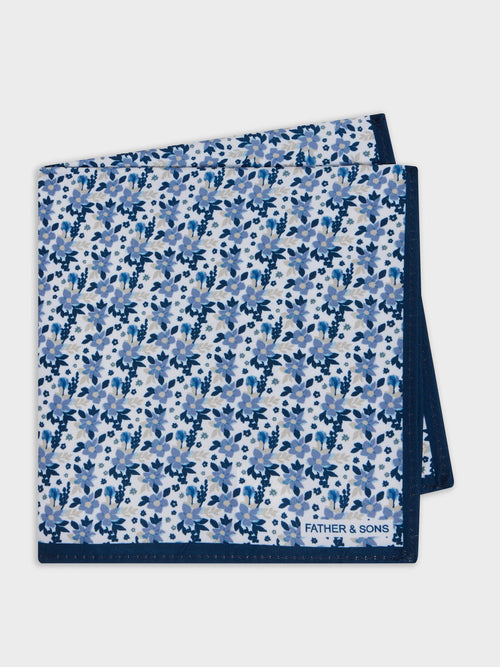 Pochette à motif fleuri bleu indigo - Father & Sons   -  