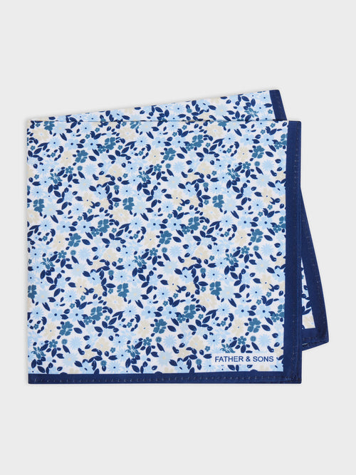 Pochette à motif fleuri bleu indigo - 1 - Father & Sons   - 7 