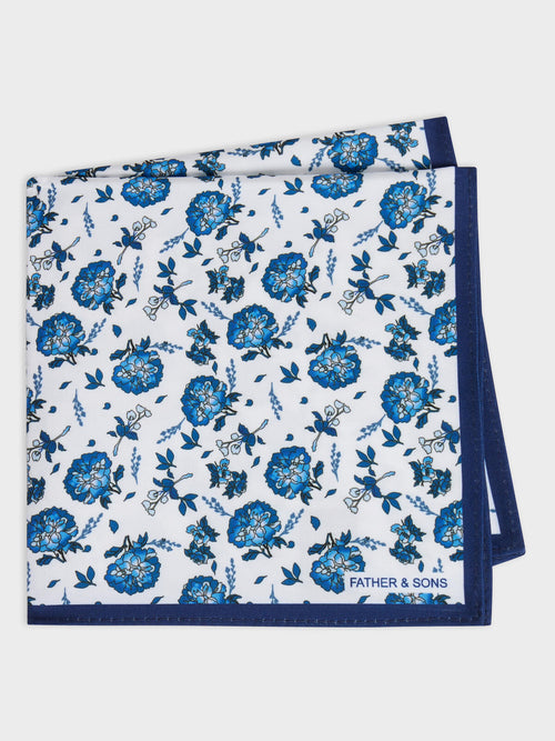 Pochette à motif fleuri bleu indigo - Father & Sons   -  
