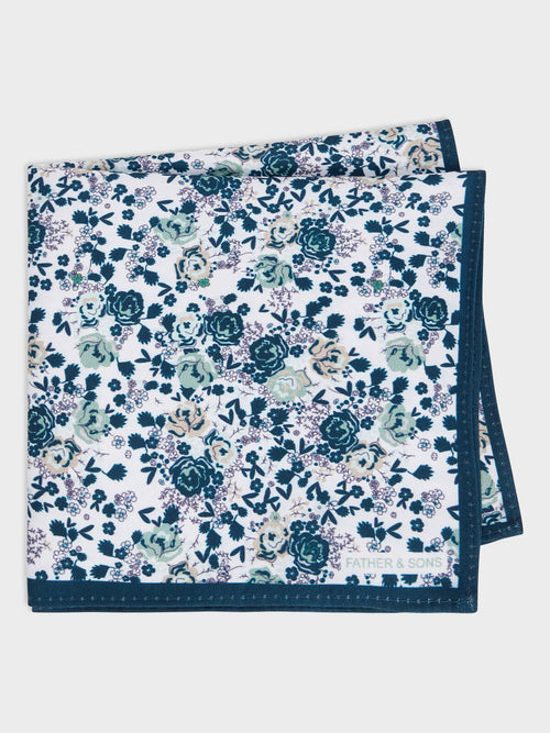 Pochette à motif fleuri bleu prusse - Father & Sons   -  