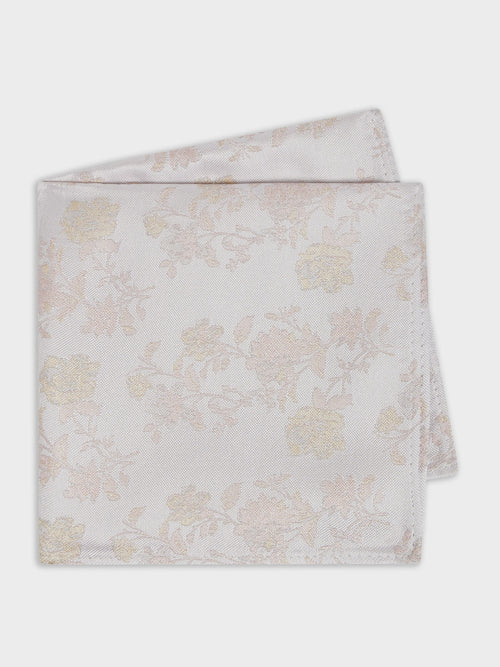 Pochette en soie mélangée à motif fleuri rose - Father & Sons   -  