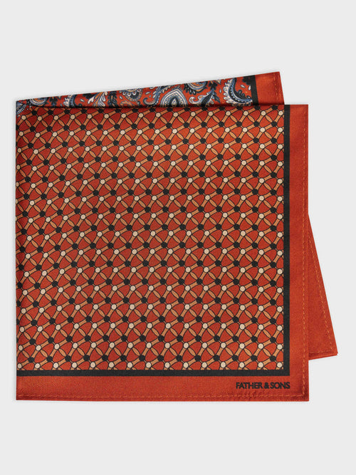 Pochette en soie terracotta à motif - 1 - Father & Sons   - 15 