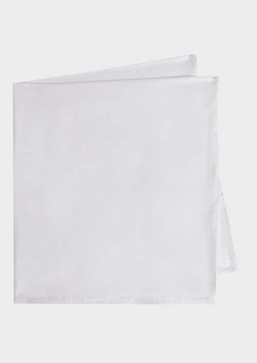 Pochette en soie unie blanche - Father & Sons   - 1 
