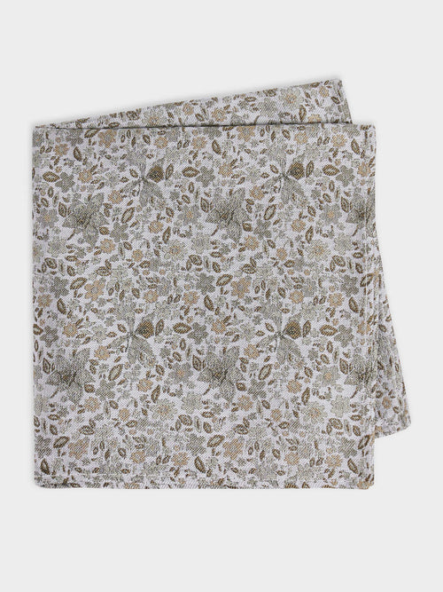 Pochette en soie mélangée à motif fleuri vert d'eau - 1 - Father & Sons   - 5 