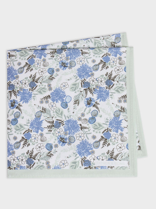 Pochette à motif fleuri vert d'eau et bleu - Father & Sons   -  