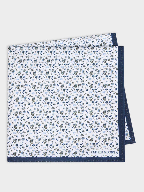 Pochette à motif fleuri bleu indigo - 1 - Father & Sons   - 8 
