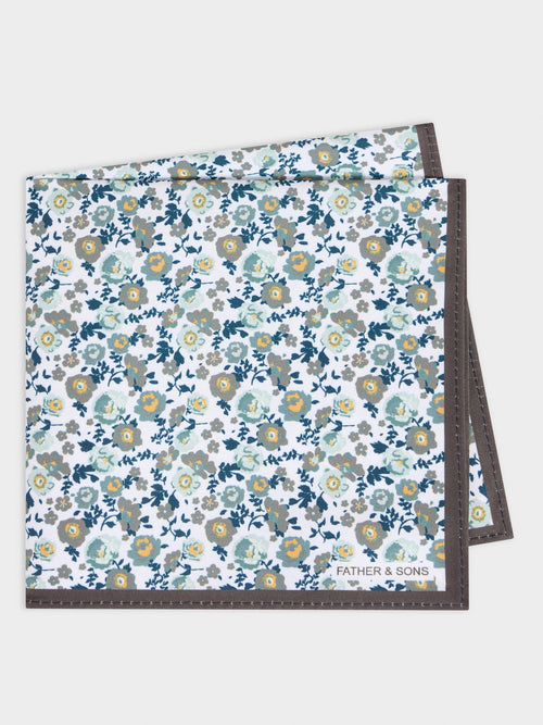 Pochette à motif fleuri kaki et bleu - 1 - Father & Sons   - 13 