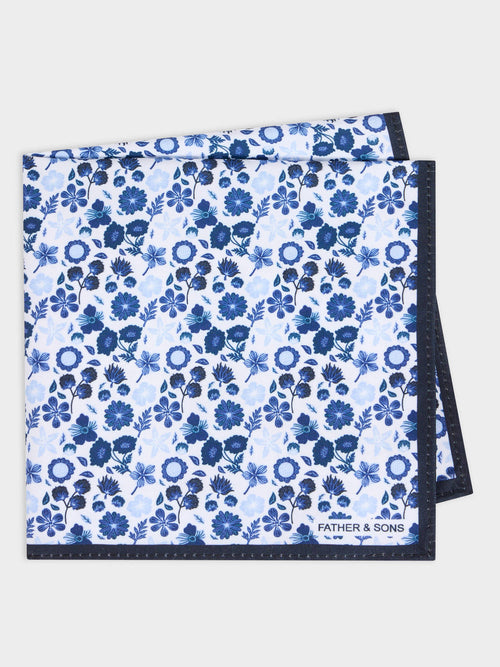 Pochette à motif fleuri bleu - 1 - Father & Sons   - 10 