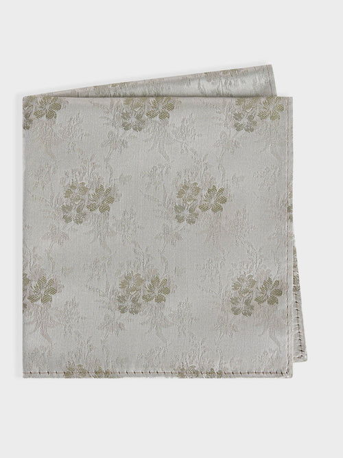 Pochette en soie mélangée vert d'eau à motif fleuri - Father & Sons   -  