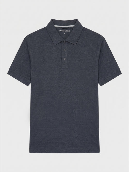 Polo regular en lin bleu indigo - Father & Sons   - 1 