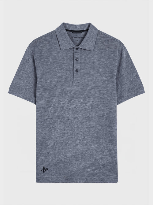 Polo regular en coton bleu indigo - Father & Sons   - 1 