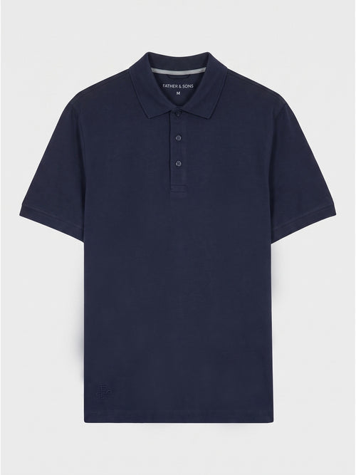Polo slim en coton bleu indigo - Father & Sons   - 1 