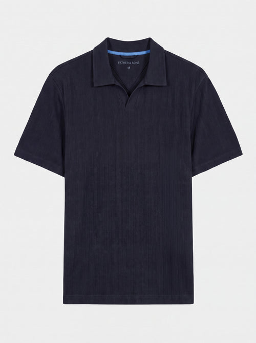 Polo loose en coton bleu marine - Father & Sons   - 1 