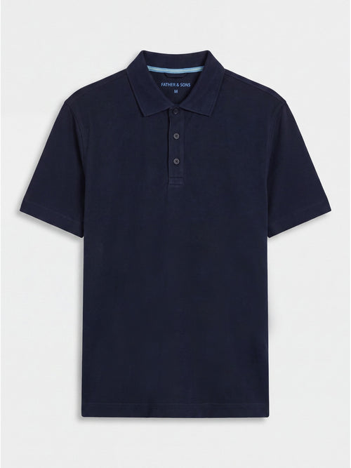 Polo regular en coton bleu marine - Father & Sons   - 1 