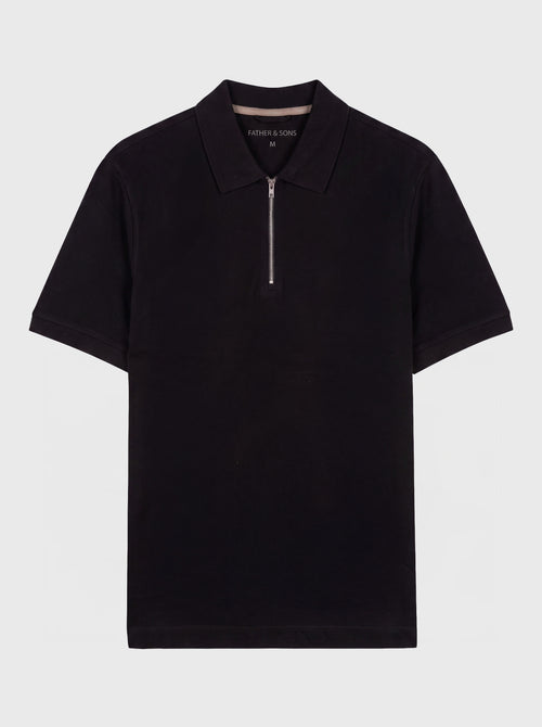 Polo slim en coton noir - Father & Sons   - 1 