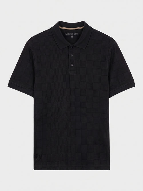Polo regular en coton noir - Father & Sons   - 1 