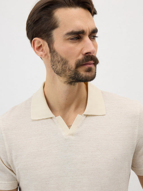 Polo Slim en coton mélangé beige - Father & Sons   - 3 