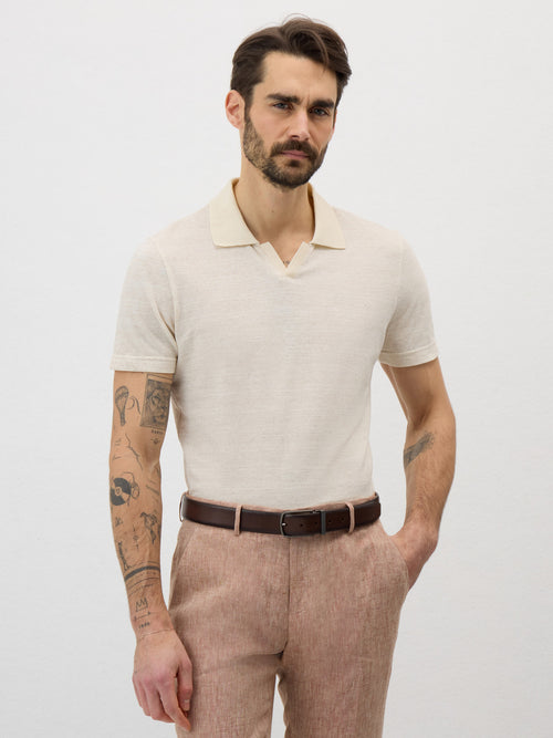 Polo Slim en coton mélangé beige - 1 - Father & Sons   - 14 