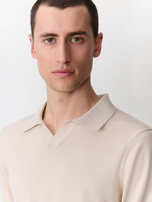 Polo slim en maille coton et soie beige - Father & Sons   - 3 