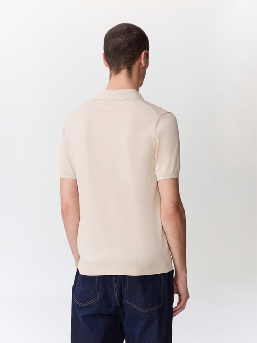 Polo slim en maille coton et soie beige - 2 - Father & Sons   - 15 