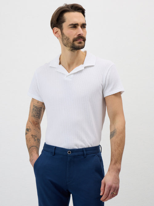 Polo Slim en maille coton blanc - 1 - Father & Sons   - 13 