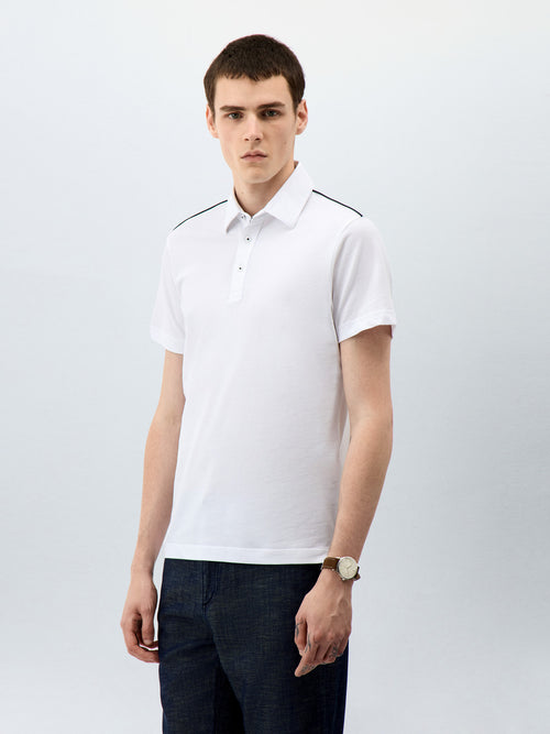 Polo Slim en coton blanc - 1 - Father & Sons   - 1 