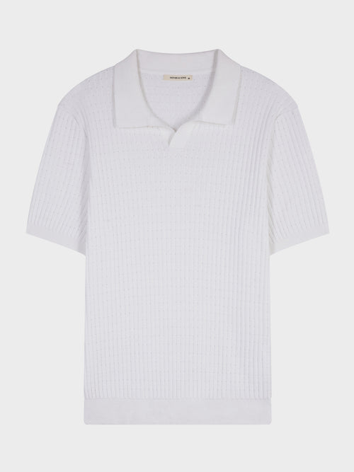 Polo regular en maille ajourée blanche - Father & Sons   - 6 
