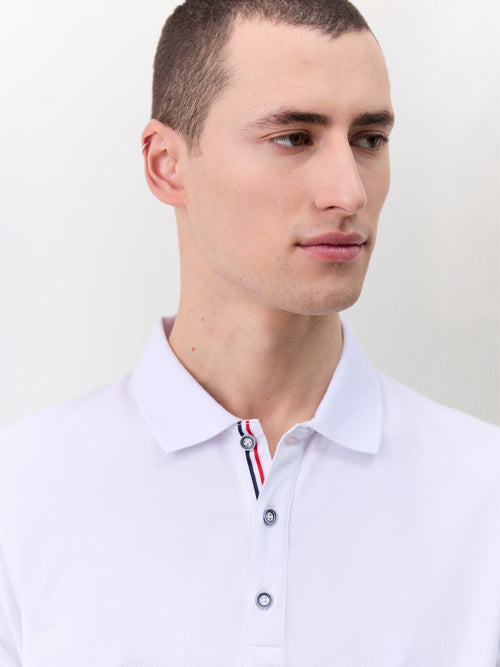 Polo slim en coton mélangé blanc - Father & Sons   - 3 