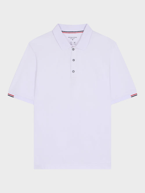Polo slim en coton mélangé blanc - 1 - Father & Sons   - 3 