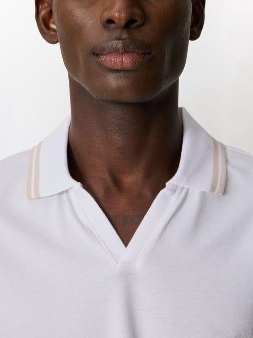 Polo regular en coton mélangé blanc - Father & Sons   - 4 