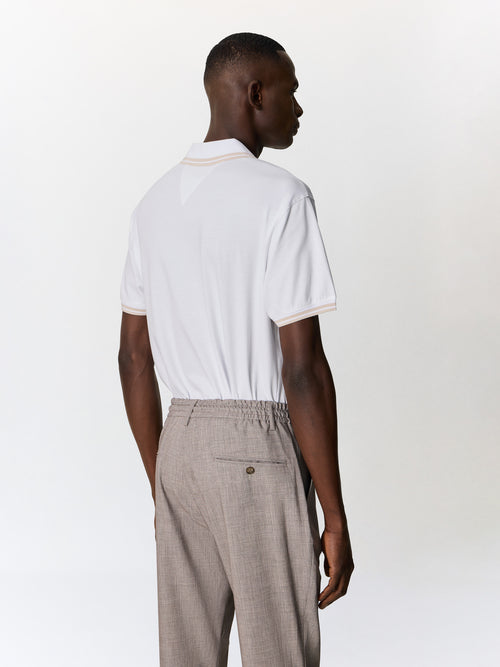 Polo regular en coton mélangé blanc - 2 - Father & Sons   - 2 