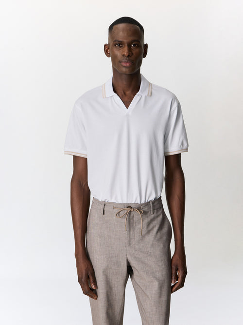 Polo regular en coton mélangé blanc - 1 - Father & Sons   - 2 