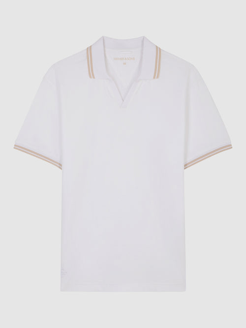 Polo regular en coton mélangé blanc - Father & Sons   - 5 
