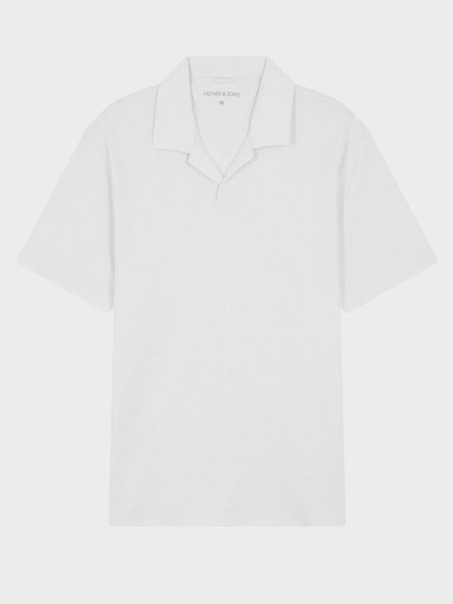 Polo regular en coton et lin blancs - 1 - Father & Sons   - 16 