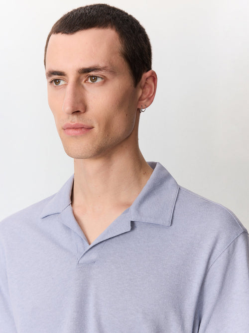 Polo regular en coton et lin bleu gris - Father & Sons   - 3 