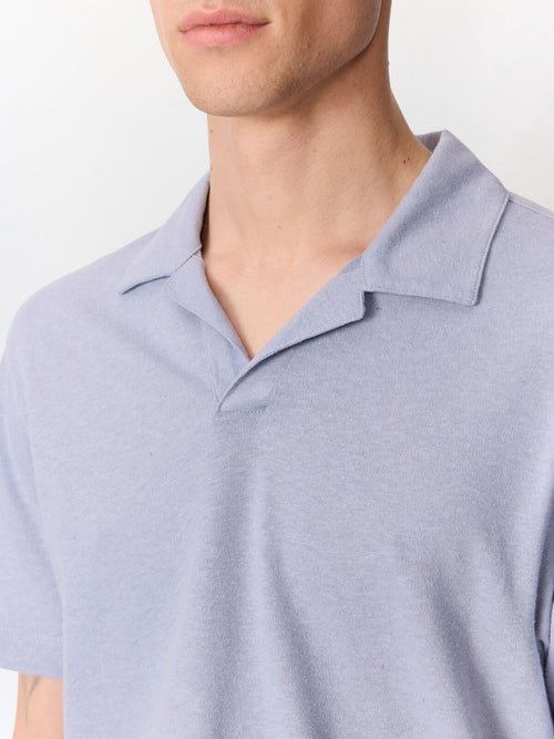 Polo regular en coton et lin bleu gris - Father & Sons   - 4 