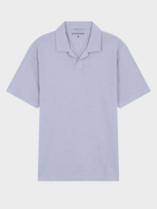 Polo regular en coton et lin bleu gris - Father & Sons   - 5 