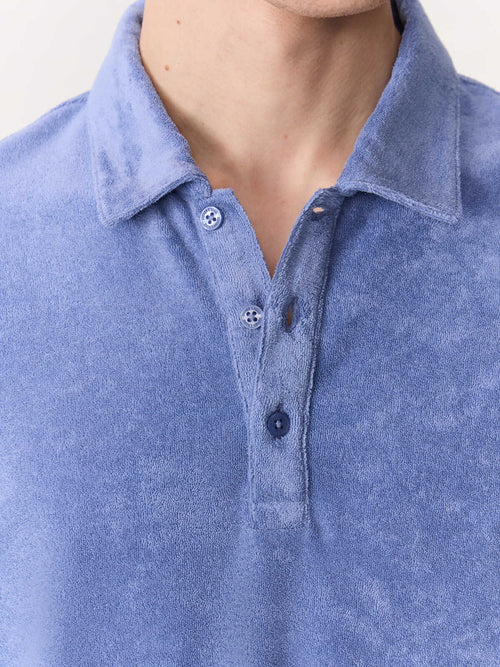 Polo slim en jersey éponge bleu chambray - Father & Sons   - 4 