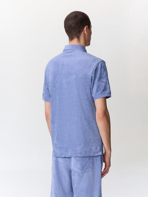 Polo slim en jersey éponge bleu chambray - 2 - Father & Sons   - 1 