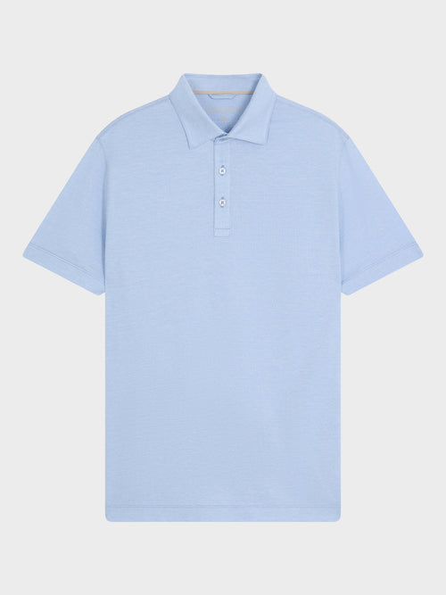 Polo slim en coton mélangé bleu ciel - 1 - Father & Sons   - 15 