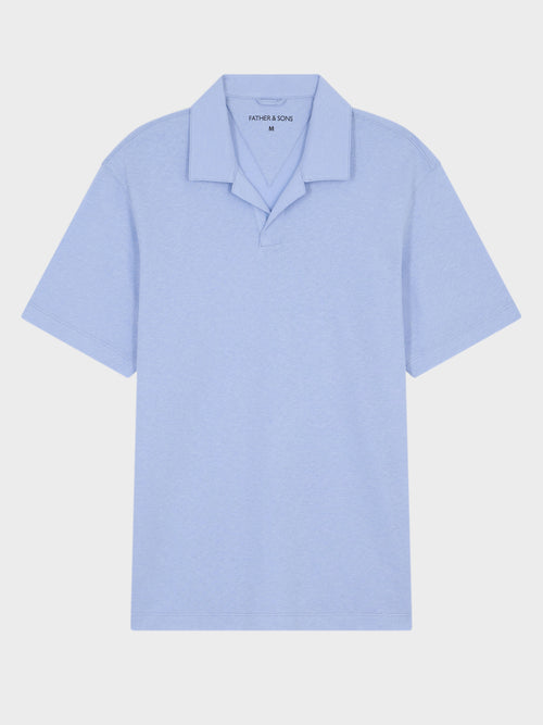 Polo regular en coton et lin bleu ciel - 1 - Father & Sons   - 1 