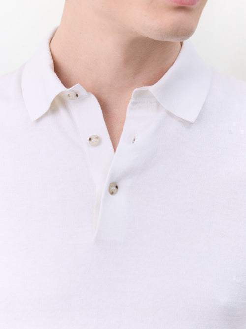 Polo slim en maille coton et soie écrue - Father & Sons   - 4 