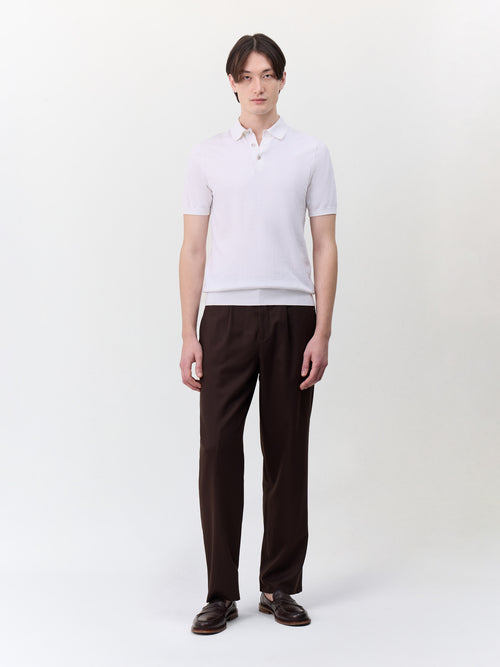 Polo slim en maille coton et soie écrue - Father & Sons   - 5 