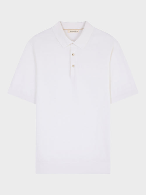 Polo slim en maille coton et soie écrue - Father & Sons   - 6 