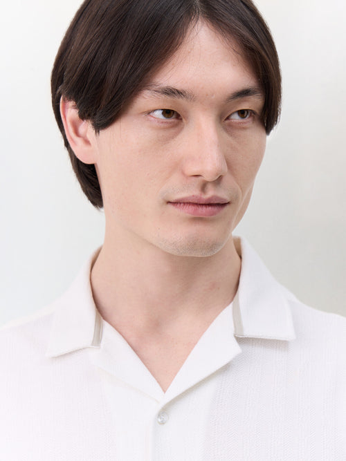 Chemise manches courtes regular en maille écrue - Father & Sons   - 3 