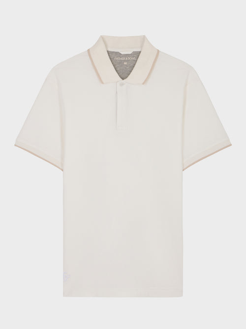 Polo regular en coton mélangé écru - 1 - Father & Sons   - 5 