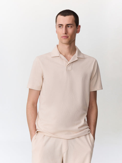Polo loose en maille beige clair - Father & Sons   -  