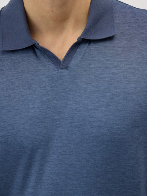 Polo Slim en coton bleu indigo - Father & Sons   - 3 