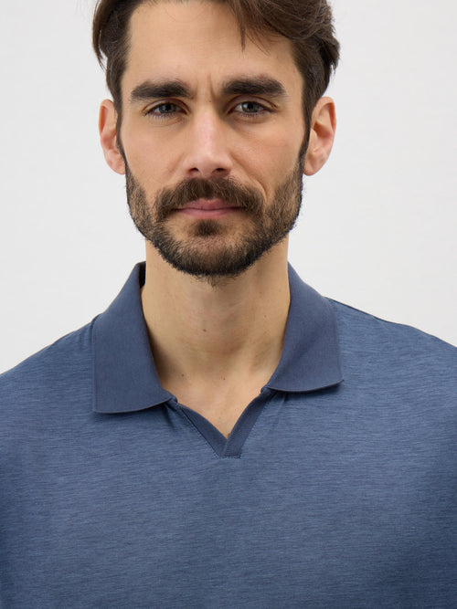Polo Slim en coton bleu indigo - Father & Sons   - 4 